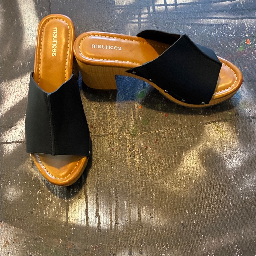 Maurices Black and Tan Women's Mules